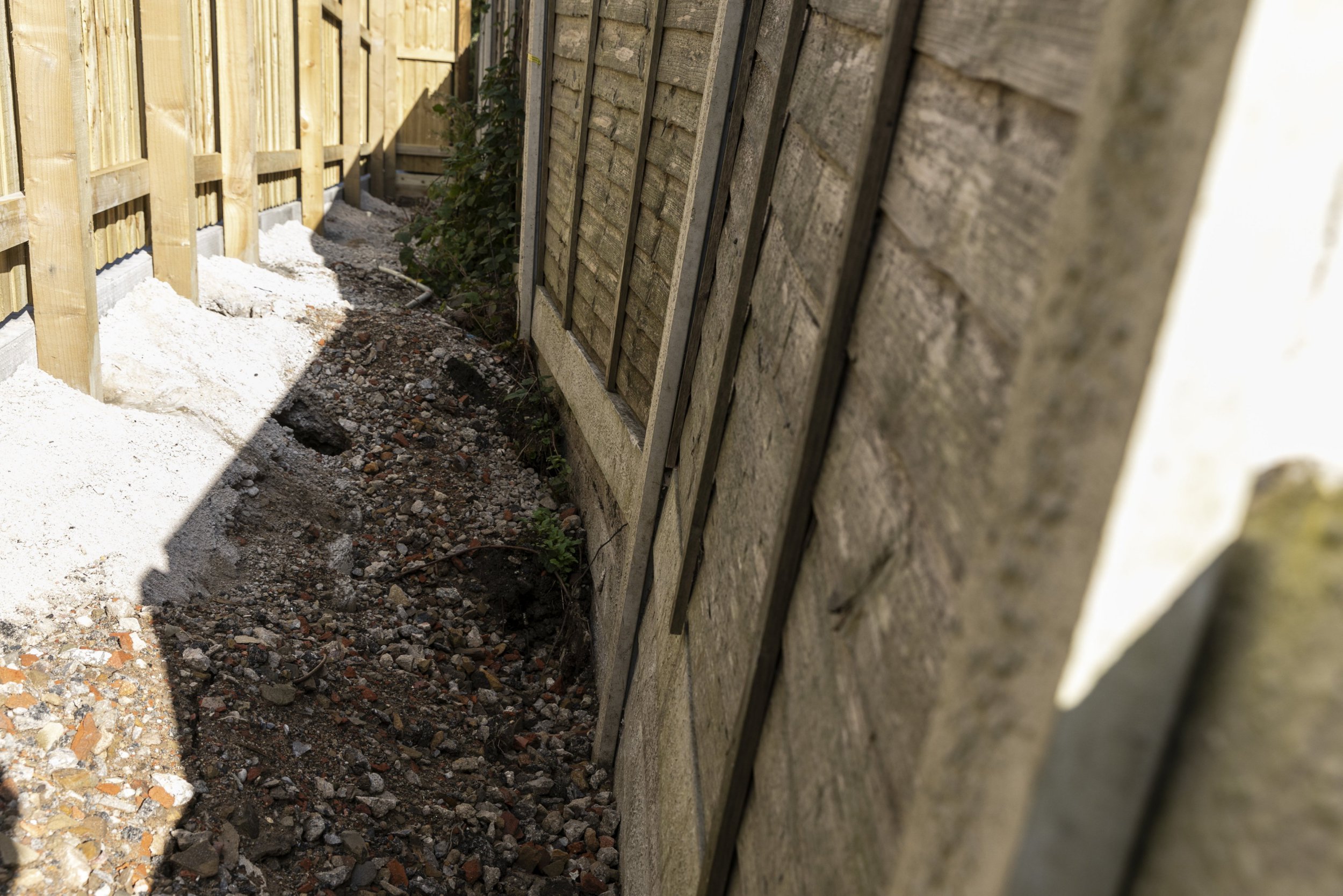 A gap between two walls. 